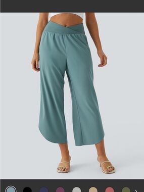 HALARA Breezeful High-Rise Wide Leg Cropped Pants - Teal NWT